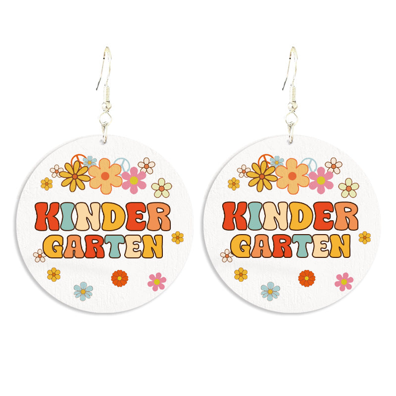 Wholesale Teacher Gift Wood Print Vintage Bohemian Earrings